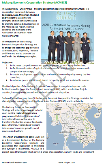 Mekong Economic Cooperation Strategy (ACMECS) Bachelor of Science