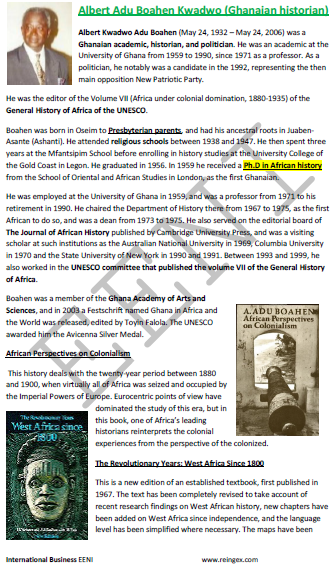 Albert Adu Boahen Kwadwo (Historian, Ghana) Africa and contemporary African history