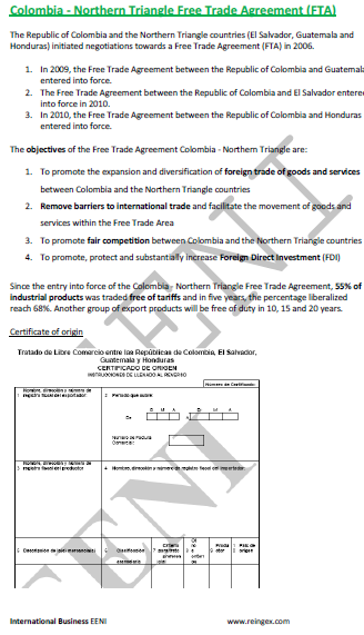 Colombia-Northern Triangle Free Trade Agreement