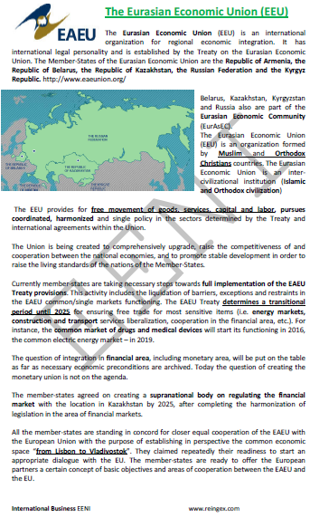 Eurasian Economic Union (Online Bachelor of Science)