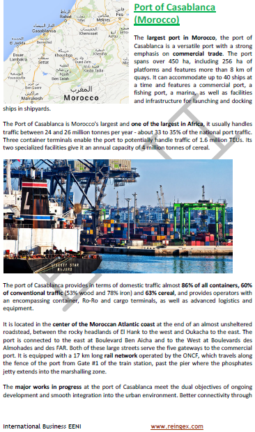 Ports of Morocco, Casablanca, Agadir, Tangier, Mohammedia. Maritime Transport Module
