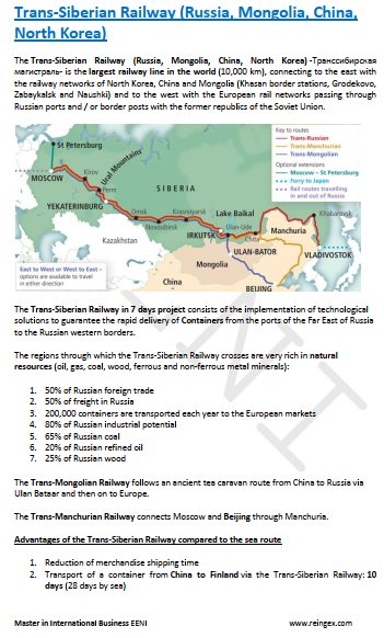 Trans-Siberian Railway (Russia, Mongolia, China, North Korea) Module