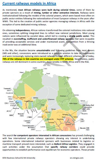 Transporte ferroviario en África. Sistemas ferroviarios africanos: Botsuana, Camerún, Kenia, Marruecos, Senegal