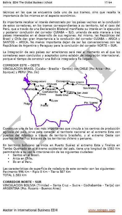 Módulo transporte carretera: Corredores de integración bolivianos