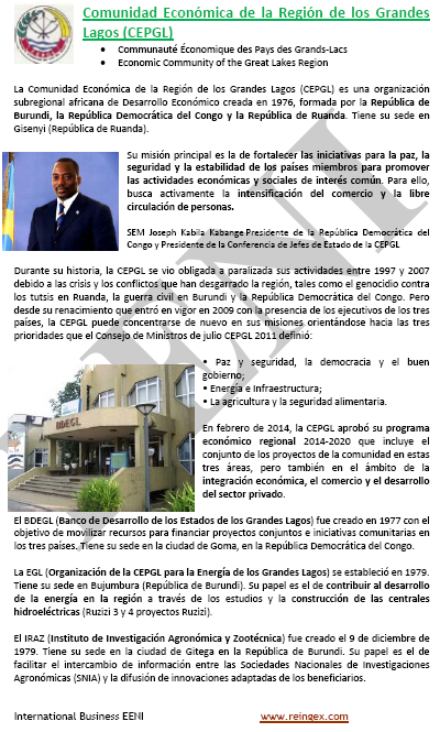 Comunidad Económica de los Grandes Lagos (CEPGL) Burundi, la RD Congo y Ruanda