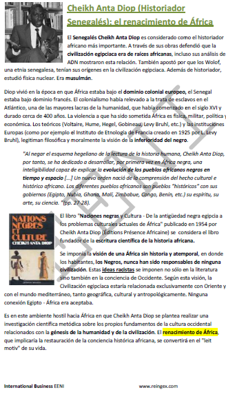 Cheikh Anta Diop, historiador senegalés musulmán (Senegal) Relaciones entre la civilización egipcíaca y el África negra