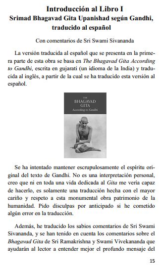 Libro: Bhagavad Gita en Español, Gandhi, Yoga de la Sabiduría