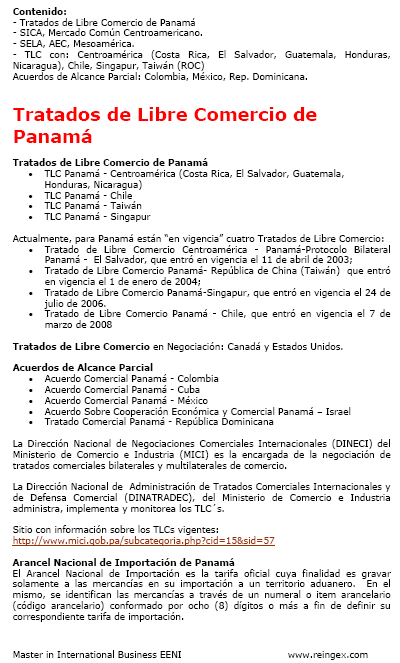 Panamá Tratados de libre comercio