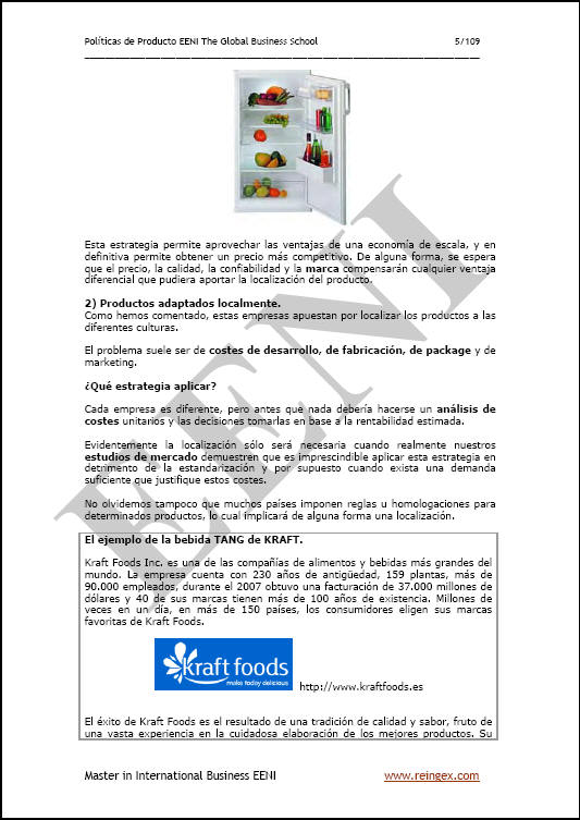 producto en los mercados internacionales