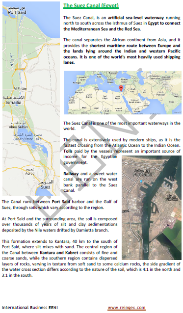Canal de Suez (Egipto): 8% transporte marítimo mundial