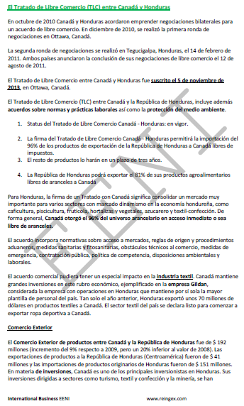 Tratado de libre comercio Canadá-Honduras