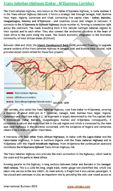 Carretera Transaheliana (Corredor Dakar-Yamena): Senegal, Mali, Burkina Faso, Níger, Nigeria, Camerún y Chad