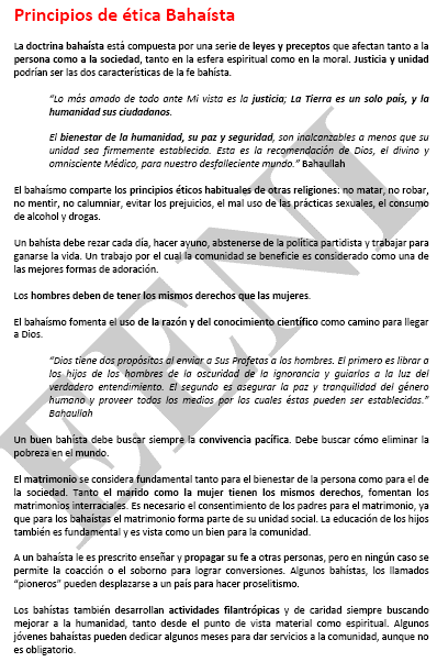 Bahaisme Negocis i Ètica