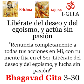 Libérate del deseo y del egoísmo, y lucha sin pasión Gita 3-26