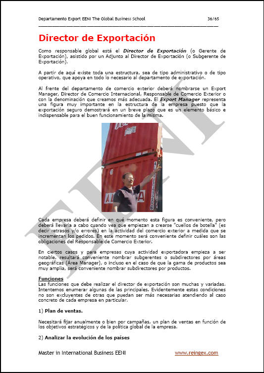 Departament d'exportació (Màster Comerç Exterior)