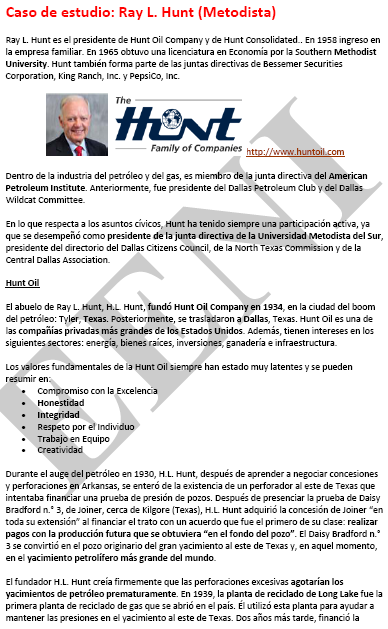 Ray L Hunt, empresari metodista