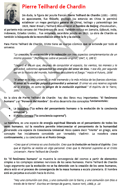 Interconnectar pensaments humanitat, Teilhard de Chardin