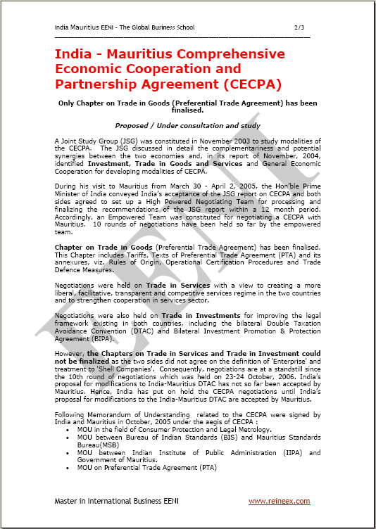 Índia-Maurici Tractat de lliure comerç