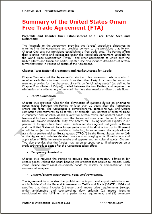 Estats Units-Oman Tractat de lliure comerç