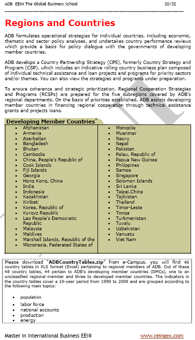 Master Course: Asian Development Bank (ADB)