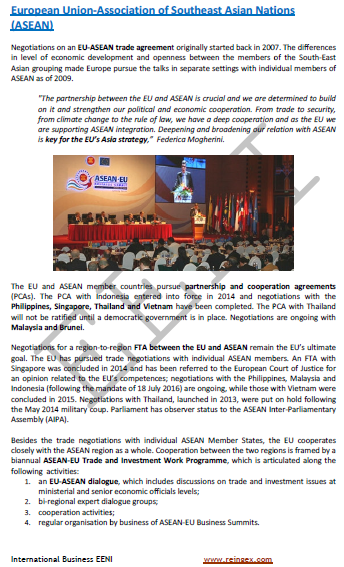 Association of Southeast Asian Nations (ASEAN)-European Union Free Trade Agreement