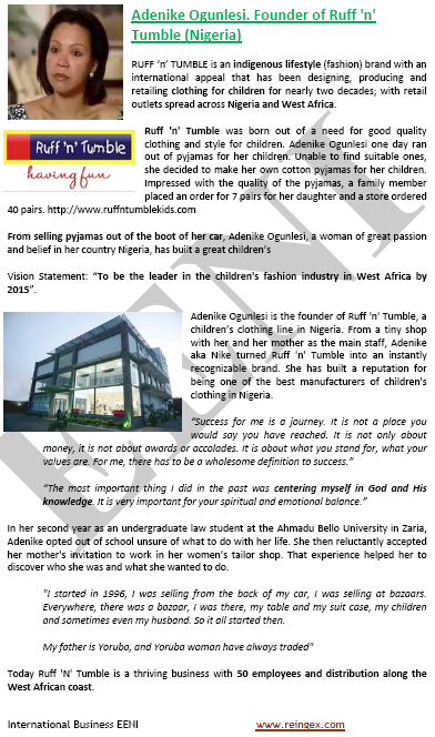 Adenike Ogunlesi, Nigerian Businesswoman. Leader in the African children fashion sector (Nigeria)