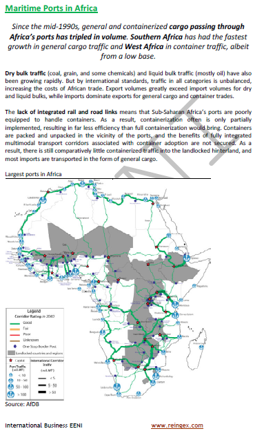 Maritime Transport in Africa, Ports of Durban, Abidjan, Douala, Mombasa, Dar es-Salaam, Lagos
