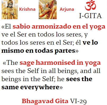 Bhagavad Gita 6-29. Man focused on Yoga (Philosophy). Equanimity