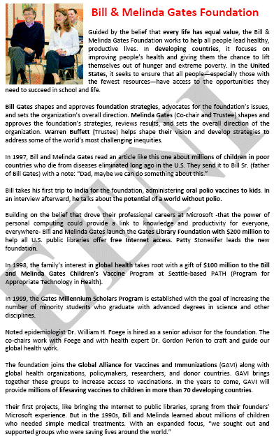 Philanthropic activities of the Bill and Melinda Gates Foundation