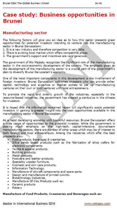 International Trade and Business in the State of Brunei Darussalam