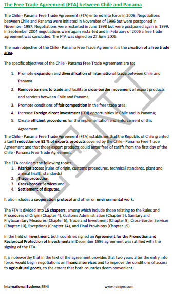 Chile-Panama Free Trade Agreement (FTA) AI