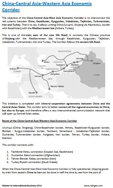 China-Central-West Asia Economic Corridor: Kazakhstan, Kyrgyzstan, Uzbekistan...