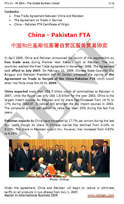 China-Pakistan Free Trade Agreement (FTA)