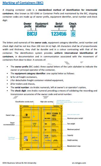 Containers and international transport. Customs Convention on Containers. BIC Code. Intermodal Transport