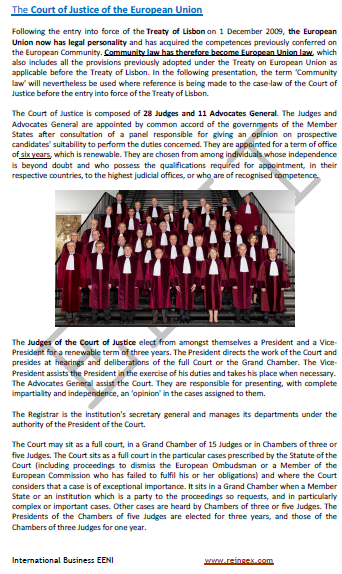 Court of Justice, the EU, Procedures, Principles established by jurisprudence