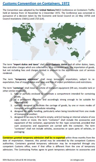 Customs Convention on Containers (CCC) United Nations. Temporary admission facilities