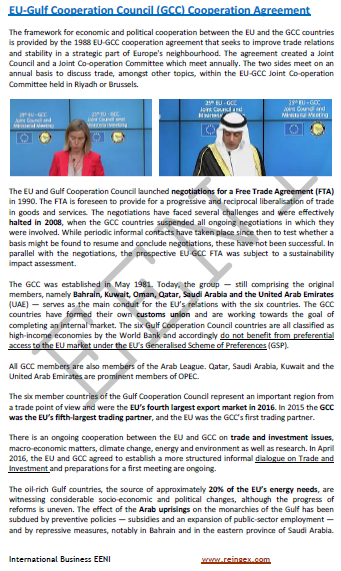 European Union-Gulf Cooperation Council (Bahrain, Kuwait, Oman, Qatar, Saudi Arabia, Emirates) Agreement