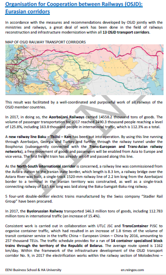 Organization for Cooperation between Railways (OSJD) Europe-Asia Logistics Corridors