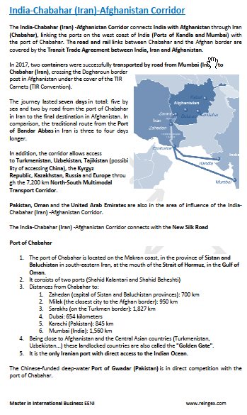 India-Chabahar (Iran)-Afghanistan Corridor