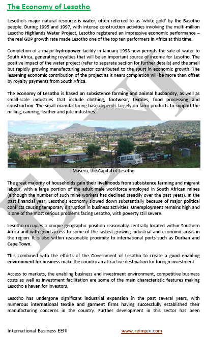 Foreign Trade and Business in Lesotho