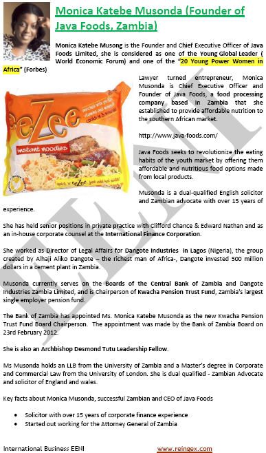 Monica Katebe Musonda, Zambian businesswoman (Master, Zambia)