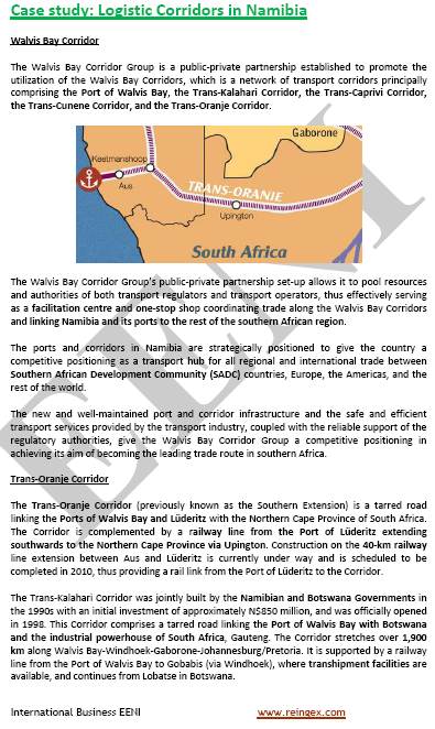 Transport and Logistics Corridors in Namibia. Master