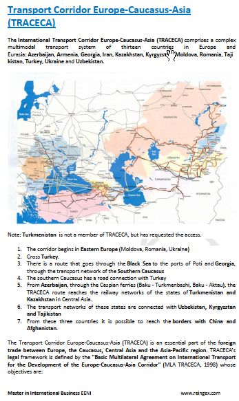 Transport Corridor Europe-Caucasus-Asia TRACECA: Azerbaijan, Armenia, Georgia...