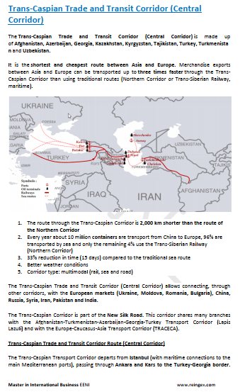 Trans-Caspian Trade and Transit Corridor (China, Kazakhstan, Kyrgyzstan...)