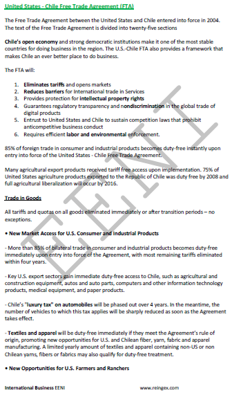 United States-Chile Free Trade Agreement