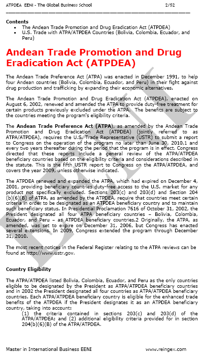 ATPDEA Communauté andine États-Unis