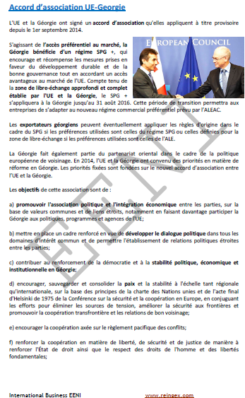 Accord d’association Union européenne (France, Belgique...)-Géorgie