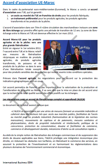 Accord d’association Union européenne (France, Belgique...)-Maroc
