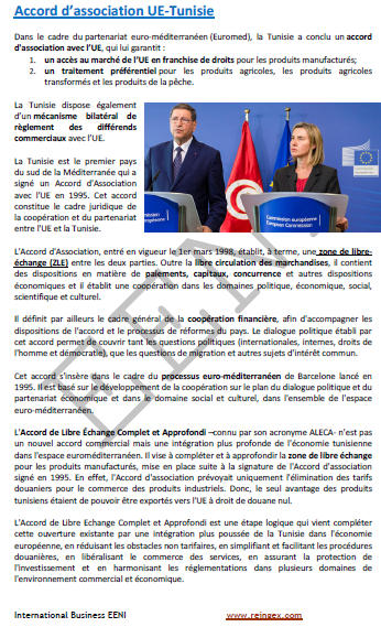 Accord d’association Union européenne (France, Belgique...)-Tunisie