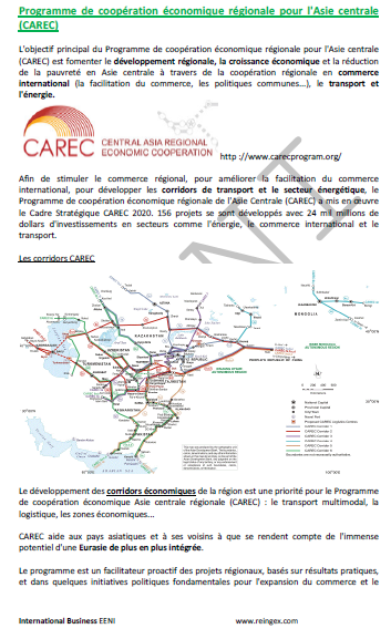 Programme de coopération économique régionale pour l'Asie centrale (CAREC)